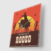  NAAM Westerne Cowboy Bull Rider Rodeo  Vierkante Klok (Hoek)