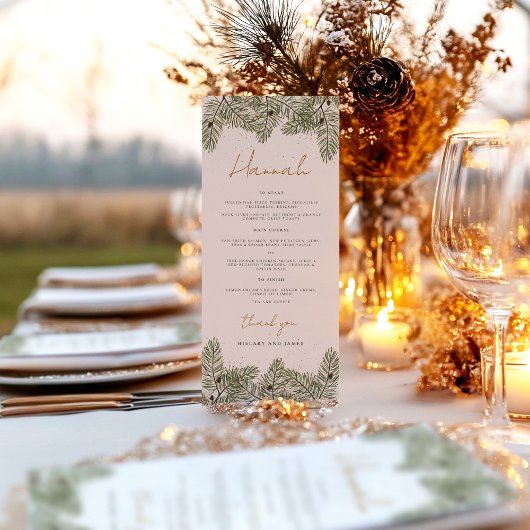 Naam Whimsical Groene Gouden Pijnstok Bruiloften Menu