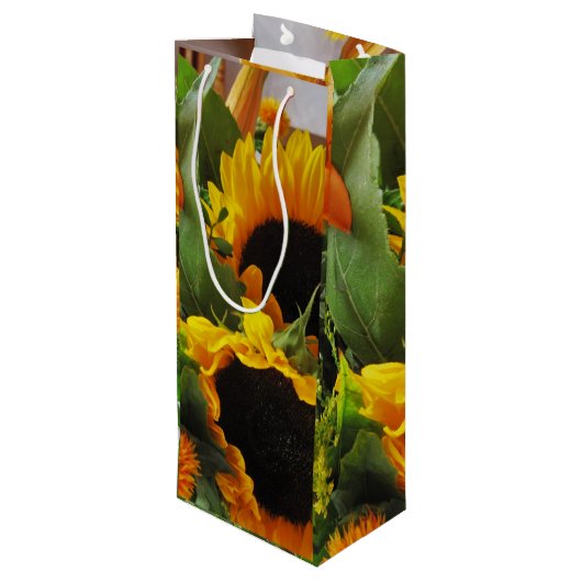 Naam & Wijn Offerte Herfst Zonnebloemen Wijn Cadeautas (Achterkant Gekanteld)