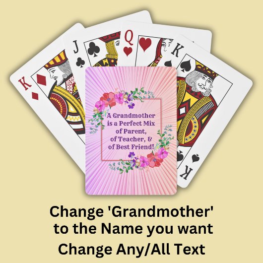 Naam wijzigen en tekst grootmoeder perfecte mix ro pokerkaarten