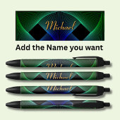 Naam wijzigen Geometrische groene blauwe werveling Zwarte Inkt Pen