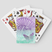 Naam wijzigen - Nana met Paarse Swirl & Butterfly Pokerkaarten (Achterkant)