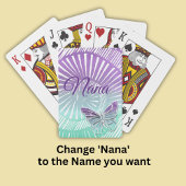 Naam wijzigen - Nana met Paarse Swirl & Butterfly Pokerkaarten