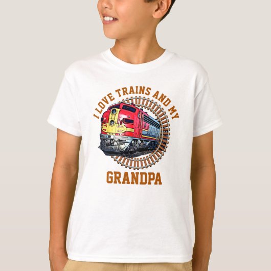 Naam wijzigen Tekst I Liefde Trains & Grandpa Dies T-shirt (Voorkant)