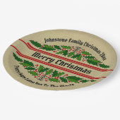 Naam wijzigen Tekst Kerstmis 20xx Holly 9" Papieren Bordje (Gekanteld)