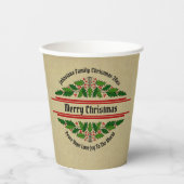 Naam wijzigen Tekst Kerstmis 20xx Holly Papieren Bekers (Voorkant)