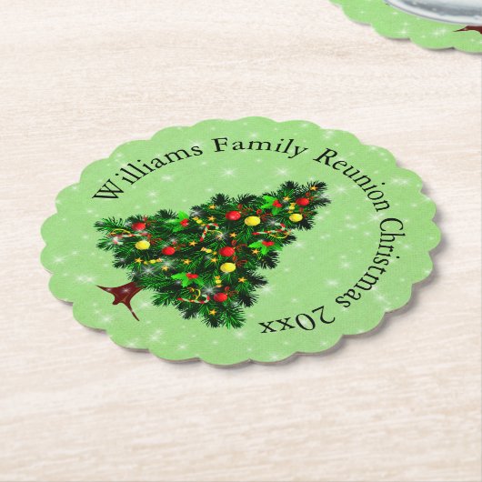 Naam wijzigen Tekst overeenkomen met kerststructuu Kartonnen Onderzetters (Gekanteld)