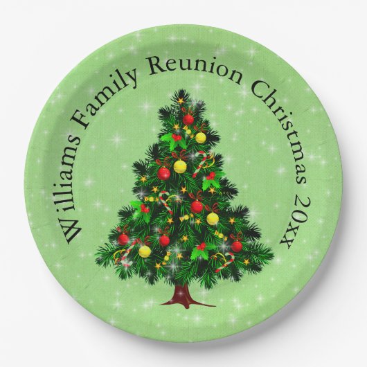 Naam wijzigen Tekst passend bij Kerstboom 20xx 9" Papieren Bordje (Voorkant)