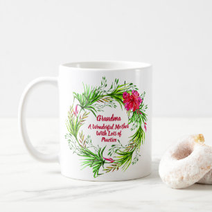 Naam wijzigen Tekst toevoegen Grandma Pink Floral  Koffiemok