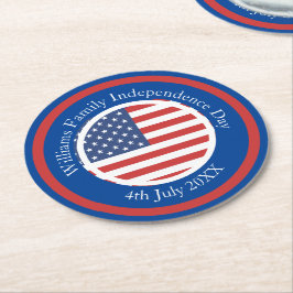 Naam wijzigen Tekst Verenigde Staten Vlag Onafhank Ronde Kartonnen Onderzetter