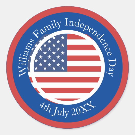 Naam wijzigen Tekst Verenigde Staten Vlag Onafhank Ronde Sticker (Voorkant)