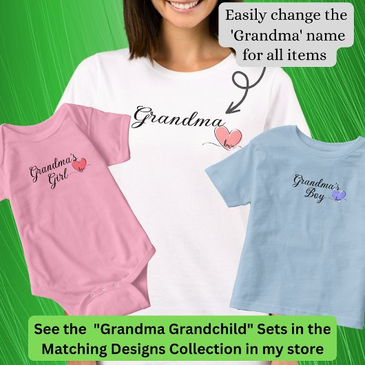 Naam wijzigen / Titel Grandma Heart Matching Baby T-shirt