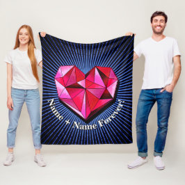 Naam wijzigen Voeg tekst Rode geometrische hartlie Fleece Deken