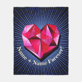 Naam wijzigen Voeg tekst Rode geometrische hartlie Fleece Deken (Voorkant)