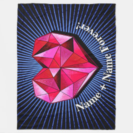 Naam wijzigen Voeg tekst Rode geometrische hartlie Fleece Deken