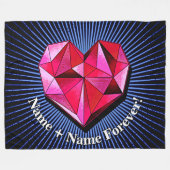 Naam wijzigen Voeg tekst Rode geometrische hartlie Fleece Deken (Voorkant (Horizontaal))