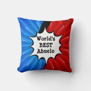 Naam wijzigen Wereld Best Abuelo Red Blue Comic Kussen