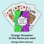 Naam wijzigen Wereld Beste oma Groene Paarse komie Pokerkaarten