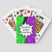 Naam wijzigen Wereld Beste oma Groene Paarse komie Pokerkaarten (Achterkant)