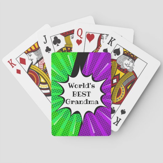 Naam wijzigen Wereld Beste oma Groene Paarse komie Pokerkaarten (Achterkant)