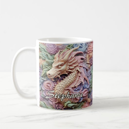 Naam wijzigen, Zachte pastels 3D effect Dragon Koffiemok (Links)