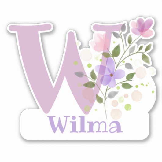 Naam Wilma met de Letter W Sticker Uitknippen (Voorkant)