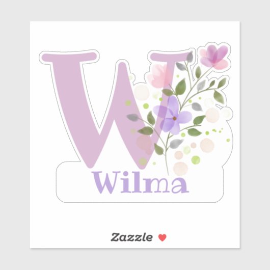 Naam Wilma met de Sticker van de Brief W Knip-uit (Vel)