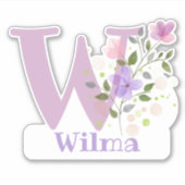 Naam Wilma met de Sticker van de Brief W Knip-uit (Voorkant)