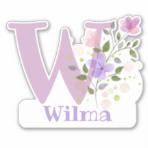Naam Wilma met de Sticker van de Brief W Knip-uit