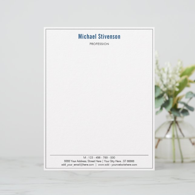Naam Winst Adres Gepersonaliseerde Letterhead Briefhoofd (Staand voorkant)