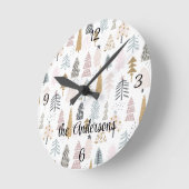 Naam, Winter Kerstbomen 10.75-in Acryl Ronde Klok (Hoek)