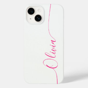 Naam wit roze legant kalligrafie Case-Mate iPhone 14 hoesje