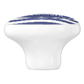 Naam | Witte anker in donkerblauwe cirkel op strep Keramische Knop (Zijkant)