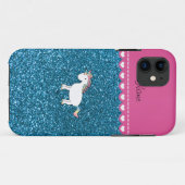 Naam witte eenhoorn hemelblauwe glitter Case-Mate iPhone case (Achterkant (horizontaal))