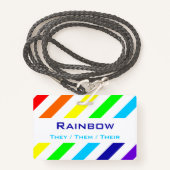 Naam witte regenboogstrips / Pronoun-badge Badge (Voorkant met draagriem)