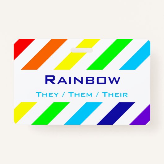 Naam witte regenboogstrips / Pronoun-badge Badge (Voorkant)