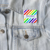 Naam witte regenboogstrips / Pronoun-Button Vierkante Button 5,1 Cm (In situ)