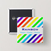 Naam witte regenboogstrips / Pronoun-Button Vierkante Button 5,1 Cm (Voorkant /achterkant)