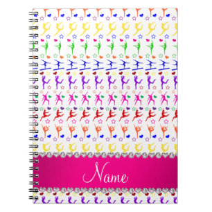 Naam witte roze regenboogymnastiek hartsterren notitieboek