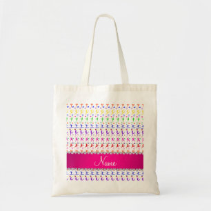 Naam witte roze regenboogymnastiek hartsterren tote bag