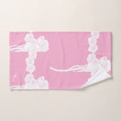 Naam Witte Rozen Roze Cadeau Bad Handdoek (Handdoek)