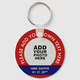naam, woorden en speciale datum, foto rood sleutelhanger
