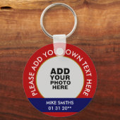 naam, woorden en speciale datum, foto rood sleutelhanger (Voorkant)
