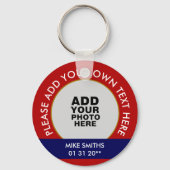 naam, woorden en speciale datum, foto rood sleutelhanger (Achterkant)