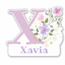 Naam Xavia plus Initiaal met Floral Design