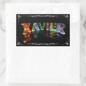 Naam Xavier - Naam in lichten (foto) Rechthoekige Sticker (Tas)