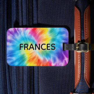 Naam Zachte Regenboog Wervel Tie Dye Bagagelabel