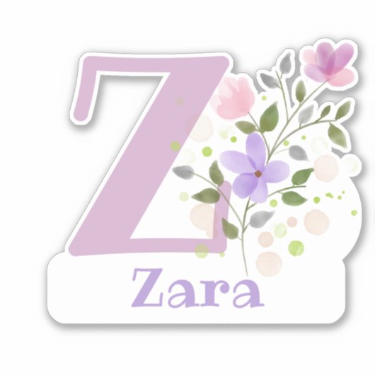 Naam Zara met de letter Z Sticker Uitknippen (Voorkant)