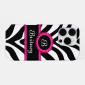 Naam zebra monogram iPhone hoesje (Achterkant horizontaal)