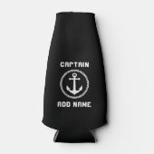 Naam zee ankerkapitein of naam boot zwart wit flesjeskoeler (Voorkant)